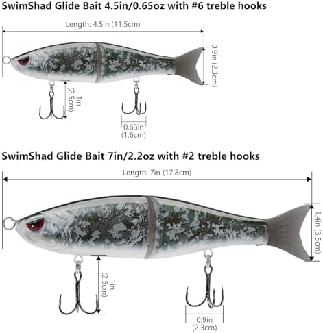 Bassdash SwimShad Glide Baits Jointed Swimbait Bass Pike Salmon Trout Muskie Fishing Lure - Image 2