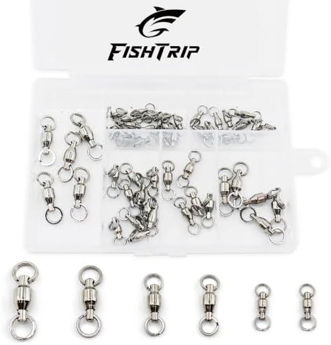 FishTrip 25/50pcs Ball Bearing Swivels with Split Rings for Saltwater by FishTrip