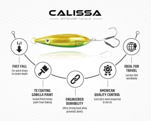 Calissa Offshore Tackle Fast Fall Jig 80g 150g 250g 300LBS Assist Hooks 3/0 Butterfly - Vertical Speed Lure Slow Pitch Flat - Glow Color Painted on Both Sides - Image 6