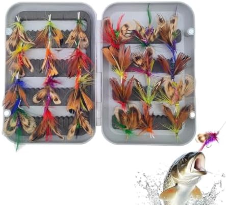 Fly Fishing Lure 24 Piece Lightweight Butterfly Shape Trout Bait Hooks Fish by Unknown