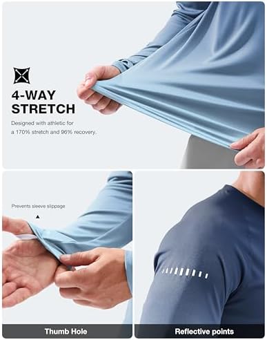 Men's Sun Protection Swim Long Sleeve UPF 50+ Rash Guard Lightweight Shirts - Image 5