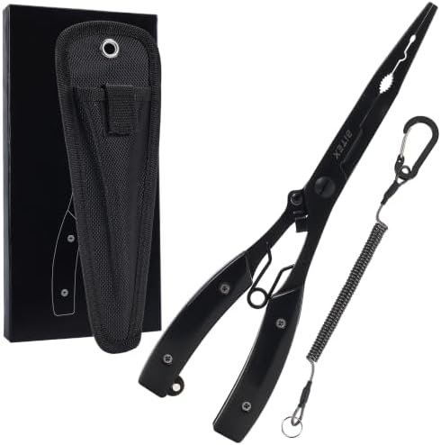 BiteX Long Nose Fishing Pliers, Braid Cutter & Hook Remover, Saltwater by Unknown