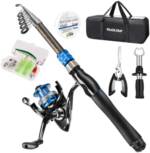 Fishing Pole Combo Set 6.9ft Telescopic Fishing Rod and Reel Combo with Fishing Pliers and Lip Gripper by Unknown