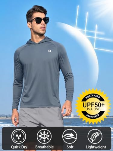 NORTHYARD Men's Sun Hoodie Long Sleeve Fishing Shirts UPF 50+ Rash Guard - Image 3