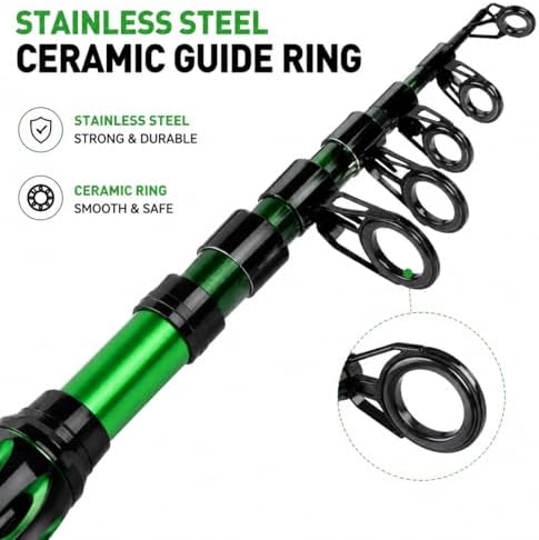 TORVEX Telescopic Fishing Rod,Travel Spinning Rod with Ceramic Guides, Stainless Steel Reel Seat, EVA Handle, Portable Collapsible for Bass Trout Catfish, Freshwater Saltwater, 6-9FT - Image 2