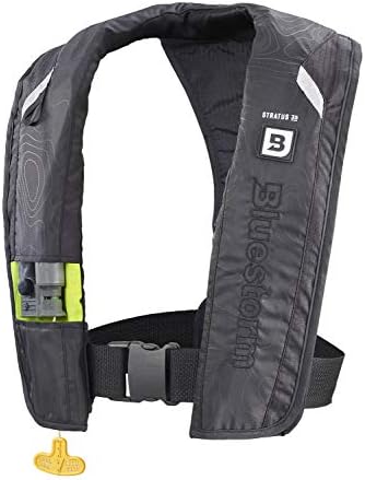 BLUESTORM Stratus 35 Inflatable Life Jacket PFD for Adults | US Coast Guard (USCG) Approved Automatic Self Inflating Life Vest Preserver with Manual Ripcord by Bluestorm