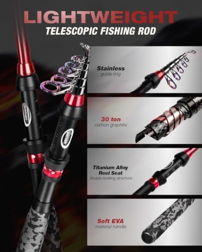 Ghosthorn Fishing Rod and Reel Combo,Telescopic Fishing Pole Travel Kit - Image 2