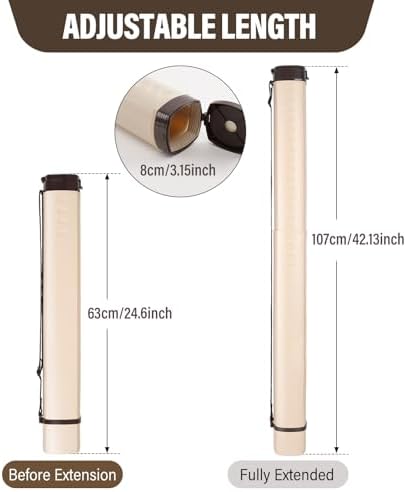 DEWEL Adjustable Poster Tube 24.5"-42", Telescoping Drawing Tube with Strap - Image 2