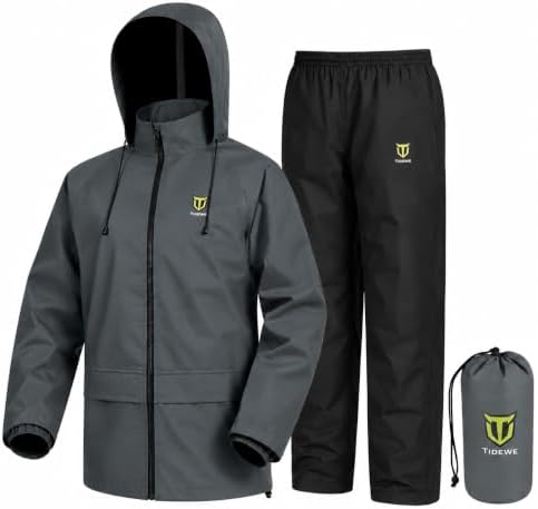 TIDEWE Rain Suit for Men, Waterproof Lightweight 2-Piece Rain Gear by TideWe