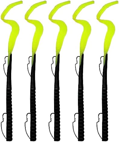 Delong Lures Fishing Lures Bass Set, 10" Pre-Rigged Weedless Swim Bait, Twister Tail Bass Fishing Lures, Extra Durable Soft Plastic Baits for Freshwater - 5 pcs Bass Baits and Lures Pack, Made in USA by DelongLures