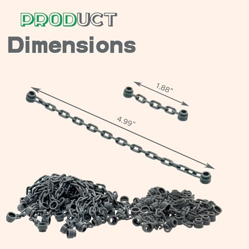Taken All MOC Building Block Chain Links Accessories Chain Rope with End Studs Bricks Bulk Parts DIY Construction Toys Compatible with Major Brand for Kids 6Y+ (Dark Gray) - Image 2