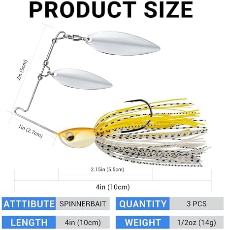 TRUSCEND Swim or Jig Fishing Spinner Baits for Freshwater and Saltwater, Rooster Tail Fishing Lures for Trout Bass Walleye Crappie Salmon Pike, Blade Bait with Copper Blade - Image 6