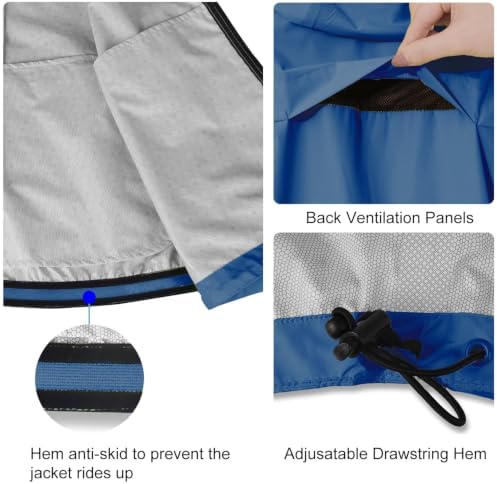 baleaf Men's Rain Jacket Waterproof Hood Lightweight Reflective Packable - Image 3