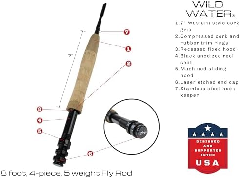 Wild Water Fly Fishing AX Series Fly Rod | IM8 Graphite Blank | 3/4/5/6/7/8/9/10/12 wt Rods | 5’6”/7/8/9/10/11 ft | Lightweight Pole Medium Fast Action - Image 3