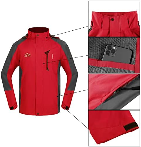 TEZO Mens Rain Jacket Waterproof with Hooded Hiking Coat Lightweight Windbreaker - Image 5