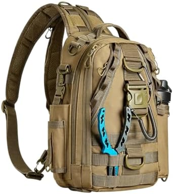 Fishing Hiking Rucksack with Rod & Gear Holder – Compact Tackle Bag (Khaki) by Unknown