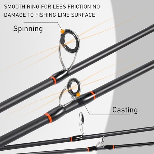 Sougayilang IM6 Graphite Fishing Rod – 2-Piece Casting & Spinning Rod, Stainless Steel Guides with Zirconium Rings, EVA & SuperPolymer Split Handle,Hook Keeper for Bass Walleye Pike - Image 2