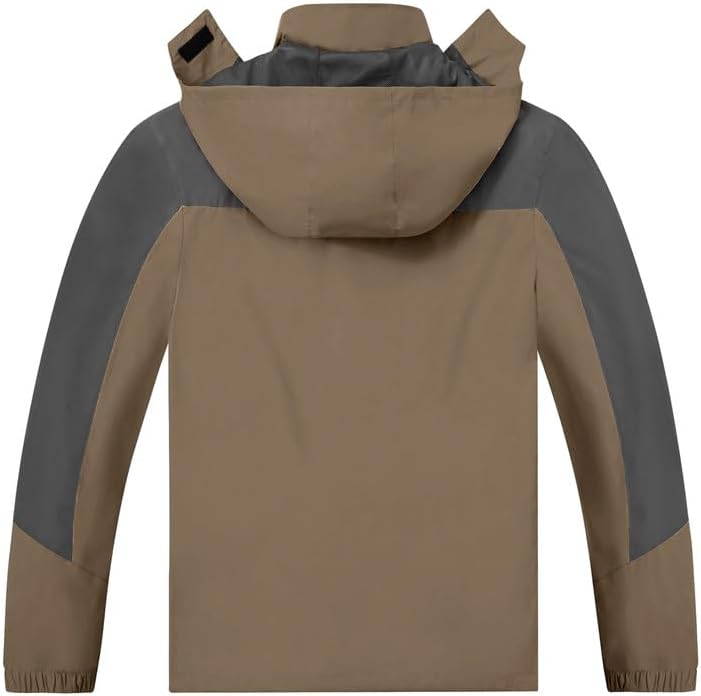 TEZO Mens Rain Jacket Waterproof with Hooded Hiking Coat Lightweight Windbreaker - Image 3