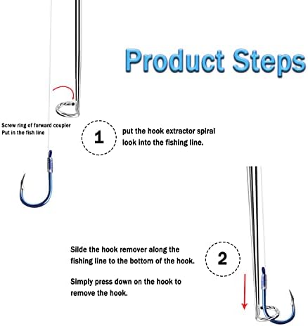 Fish Hook Remover Tool, Fishing Hook Quick Removal Descending Device, Fishing Gear Security Equipment Kits, Hook Extractor Accessories Detacher Tools with 4PCS Storage Tube - Image 6