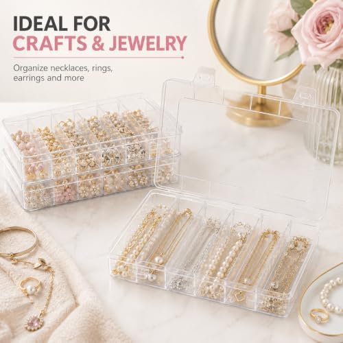 3 Pack 6 Compartment Organizer Box, Clear Plastic Storage Container with Snap Lock, Stackable Small Parts Organizer for Fishing Lures, Beads, Jewelry, Screws, Crafts and Nail Art Supplies - Image 7