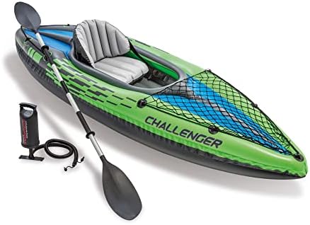 INTEX Challenger Inflatable Kayak Series: Includes Deluxe 86in Kayak Paddles and High-Output Pump – SuperStrong PVC – Adjustable Seat with Backrest – Removable Skeg – Cargo Storage Net by Unknown