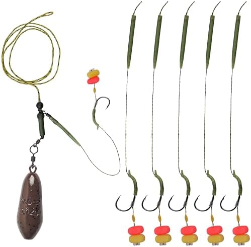 Carp Fishing Rigs Kit, Hair Rigs Fishing Accessories Set Carp Sinker Weights Bait Rig Set Up Carp Boilie Bait Rigs Carp Fishing Equipment by FUSIGO