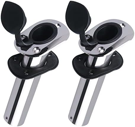 Hoffen 2Pcs Boat Stainless Steel Fishing Rod Holder Flush Mount 15/30/90 Degree with PVC Cap,Inner Tube and Gasket - Image 3