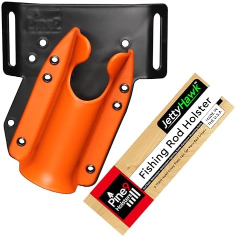 JettyHawk Fishing Rod Hip Holster, Hands-Free Quick-Draw Holder, Fits 1.5-2" Pole, for Spinning, Baitcaster, Centerpin & Surf Rods, Wading & MOLLE Belts by Pine9Holsters