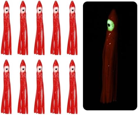 Fishing Squid Skirts, Glow Soft Plastic Trolling Lures Luminous -Fitting for (Bass/Trout/Salmon/Saltwater/Fishing Bait) by YELARXI