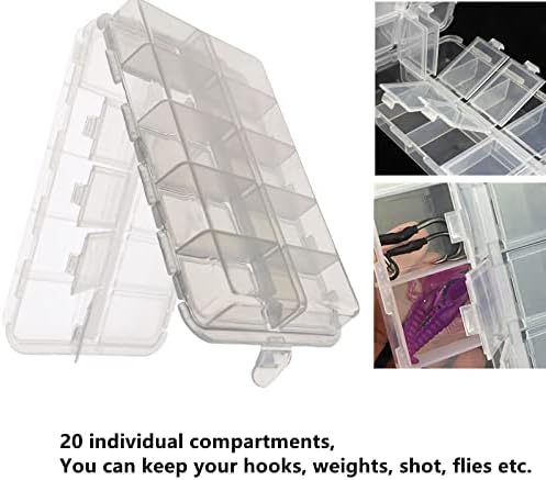 2x Small Hard Fishing Tackle Box Portable Case Hooks Lure Baits Storage Box Containers For Storing Swivels Jigs Hooks Sinker,20 Compartments (White) - Image 4