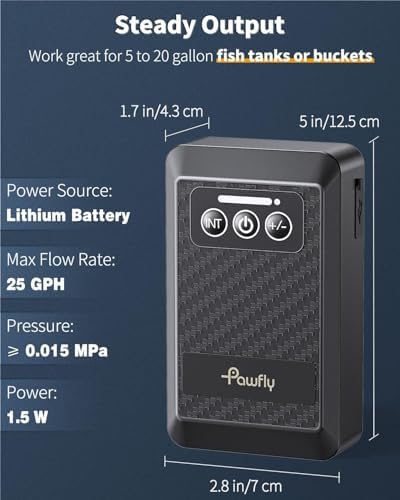 Pawfly Ultra Quiet Live Bait Aerator USB Rechargeable Battery Air Pump for 5-100 Gallon Bait Bucket Portable Battery Powered Oxygen Pump for Outdoor Fishing Power Outage and Fish Transportation - Image 2