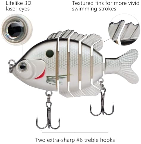 BASSDASH SwimPanfish Multi Jointed Bluegill Bass Fishing Lure Swimbaits - Image 4