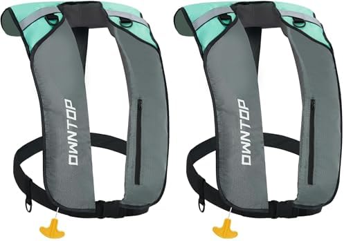 Owntop Manual Inflatable Swim Jacket, D-Ring Attachment, Storage Pocket with Zipper, 24g CO2 Cylinder Included, Low Profile for Kayak, Fishing, Paddle Sports by Owntop