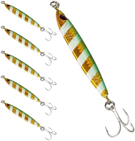 UMT 40g 60g Casting Jig for Sea Bass, Fluke, Porgy, Tautog - Set with Super Sharp Treble Hook, Multi-Colors - Saltwater & Freshwater Compatible Available in Single, 5, 10 Packs by UncleMosTackle