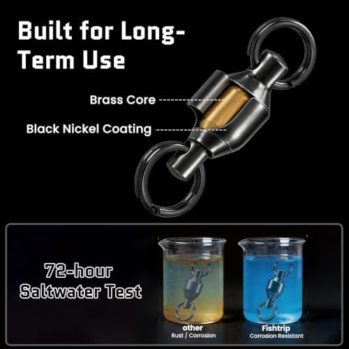 FishTrip Ball Bearing Swivels with Split Rings, Quick Snap Fishing Clips - Image 4