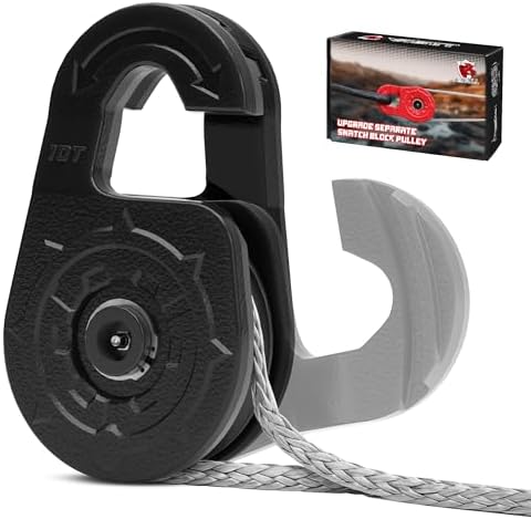 Towing Winch Snatch Block, Separate Pulley Block, Multiple-Purpose G80 Heavy Duty Forged Winch Snatch Block Pulley, 22Tons(46,051lbs) MBS, for Synthetic Rope Off Road Recovery, Black by AMBULL