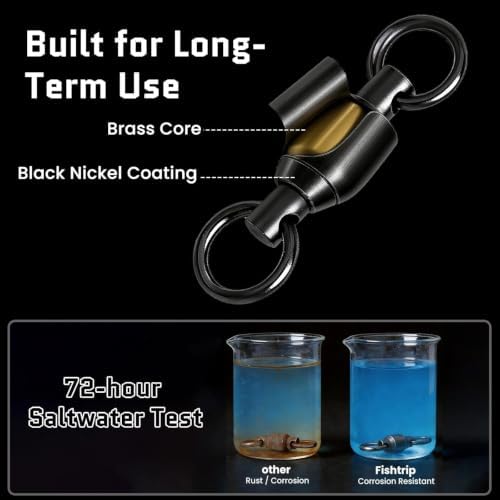 FishTrip 30/50 Pack Ball Bearing Fishing Swivels for Saltwater Freshwater - Image 4
