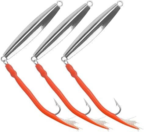 Diamond Jigs Saltwater Fishing Lures, 1-10oz Metal Jigging Spoon Baits for Surf Fishing Striped Bass Flat Metal Jig for Surf Fishing Bottom Sinking Bouncing Deep Sea Ocean Tackle by OROOTL