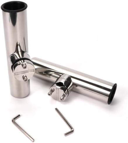2PCS Stainless Tournament Style Clamp on Fishing Rod Holder for Rails 7/8" to 1", Rail Mount Rod Holder - Image 3