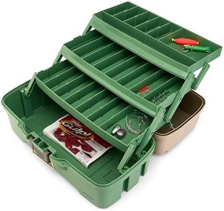 Plano Three-Tray Tackle Box Catfish Kit, Green/Tan, Rust-Proof Brass Latch, Top-Access Tray Compartments with Deep Storage, Made in the USA, Portable Fishing Gear Storage Organizer - Image 4
