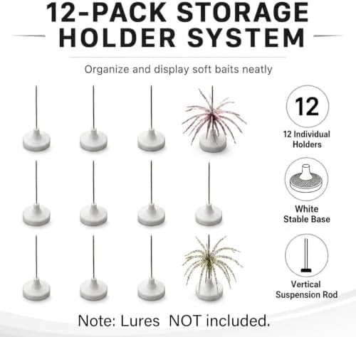 Universal Soft Bait Storage Holder System, Vertical Suspension Pin Design for Urchin & Dice Lures, Prevents Tentacle Deformation and Color Bleeding, 12 Pack (white) - Image 2