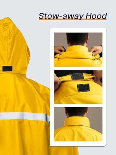 Men's Rain Suit High Visibility Reflective Work Rain Jacket Pants for All Sport Farm Fishing Motorcycle - Image 4