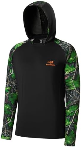 BASSDASH Men’s UPF 50 Performance Fishing Shirt Cooling Hoodie Camo Long Sleeve FS17M by Bassdash