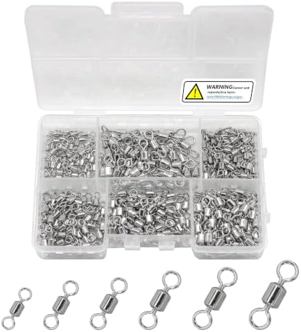 Fishing Barrel Swivels Kit, 300pcs Stainless Steel Rolling Bearing Snap Connector for Saltwater Freshwater Fishing#2#3#4#5#6#7 by UperUper