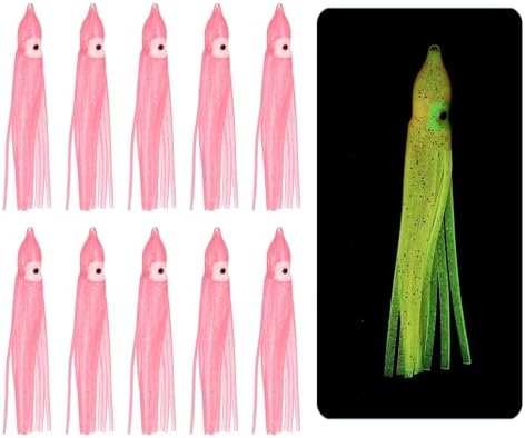 Fishing Squid Skirts, Glow Soft Plastic Trolling Lures Luminous -Fitting for (Bass/Trout/Salmon/Saltwater/Fishing Bait) by YELARXI