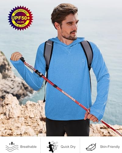Roadbox Men's UPF 50+ Fishing Shirts, Long Sleeve UV Sun Protection Hoodie - Image 5