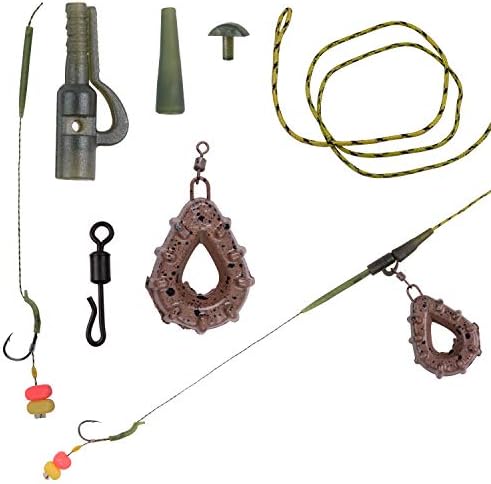 AGOOL Carp Fishing Rig Kit Hair Carp Fishing Accessories Set Flat Pear Sinker Weight with Rolling Quick Change Swivels Hooks Tackle Rigs Set - Image 4