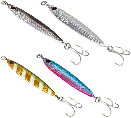 UMT 40g & 60g Multi-Color Saltwater Casting Jigs for Sea Bass, Fluke and Porgy Fishing - Set with Sharp Treble Hooks, Handcrafted by UncleMosTackle