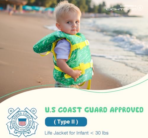 Dark Lightning USCG Approved Infant Life Jacket 0-30 lbs, Toddler Swim Vest and Baby Life Vest for 1-3 Years, 20-30 lbs, Headrest, Leg Strap and Grab Handle - Image 3