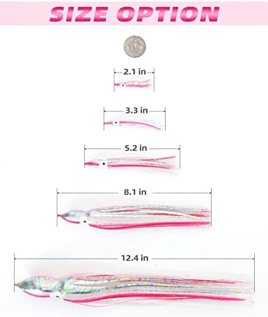 BLUEWING Trolling Squid Skirts Fishing Saltwater 2,3,5,8,12 Inch Octopus Lures 1pcs/5pcs - Image 5